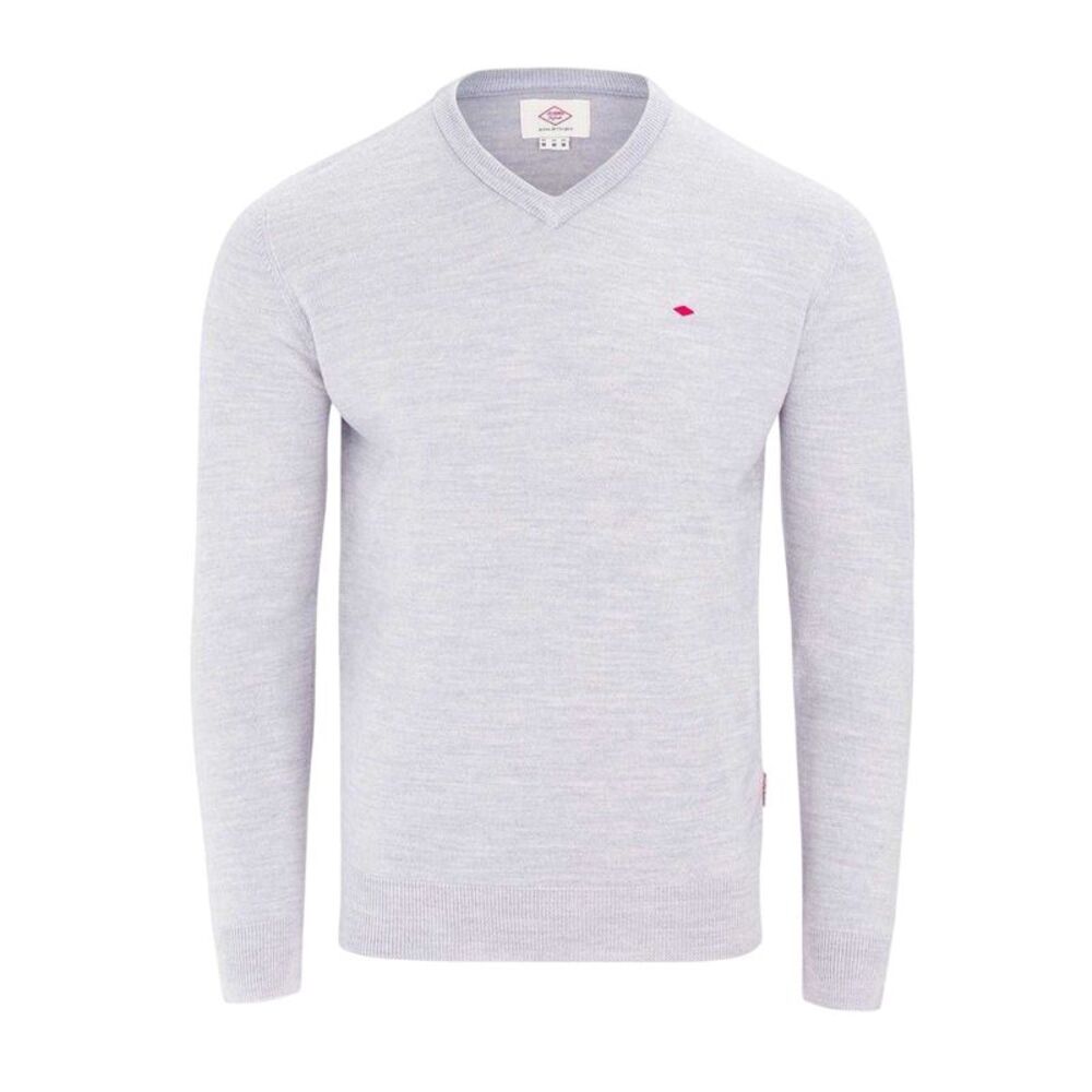Lee Cooper Mens Embroidered Logo Acrylic V Neck Long-Sleeved Sweater / Light Gre